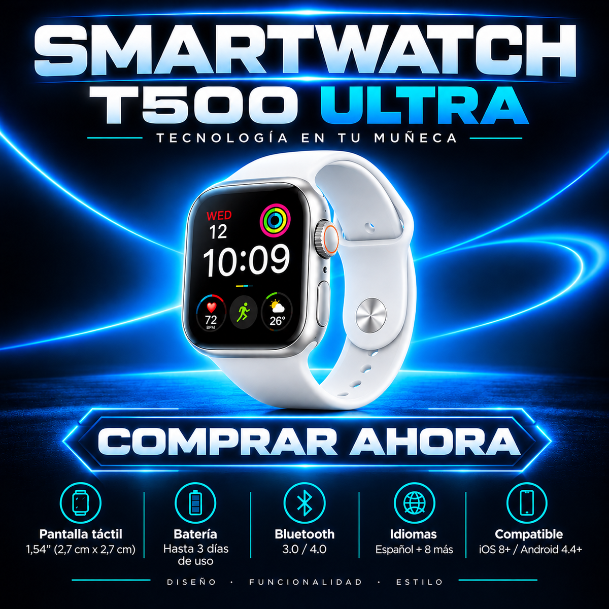Smartwatch T500 Ultra – Tecnología en tu muñeca