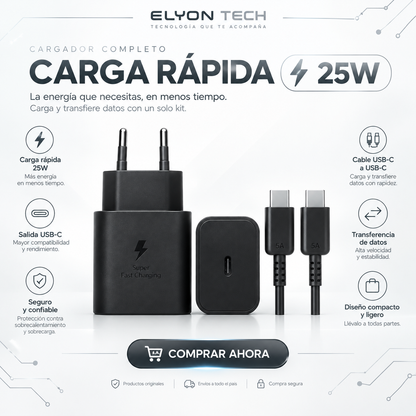 Cargador Completo de Carga Rápida 25W USB-C