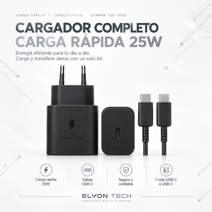 Cargador Completo de Carga Rápida 25W USB-C