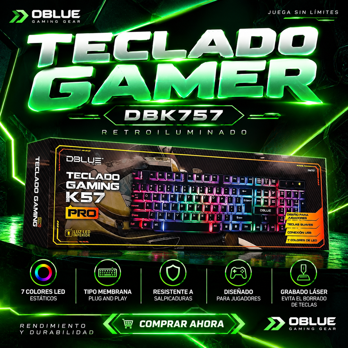 Teclado Gamer Dblue K57 con LED